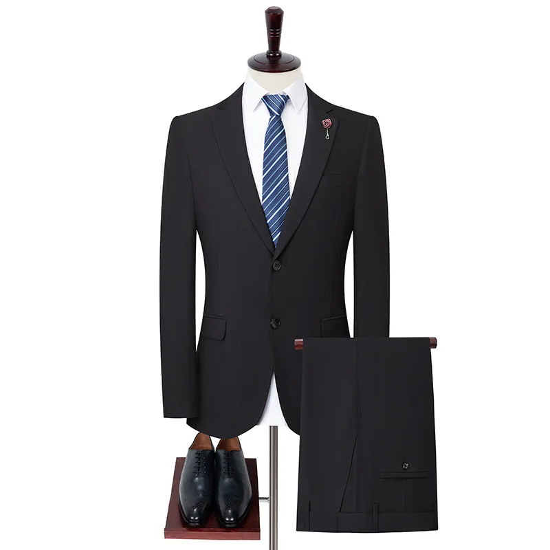 

Мужской костюм KIDWHXR, простой однотонный, однобортный, из двух предметов, с длинными рукавами, карманами, приталенный, деловой повседневный.