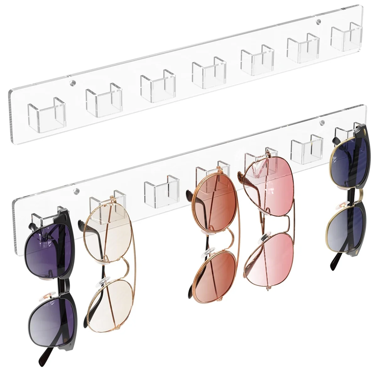 Sunglasses Organizer 2 Pack, Wall Glasses Holder, Acrylic Sunglasses Display, for Office & Home Decor, Unique Gifts