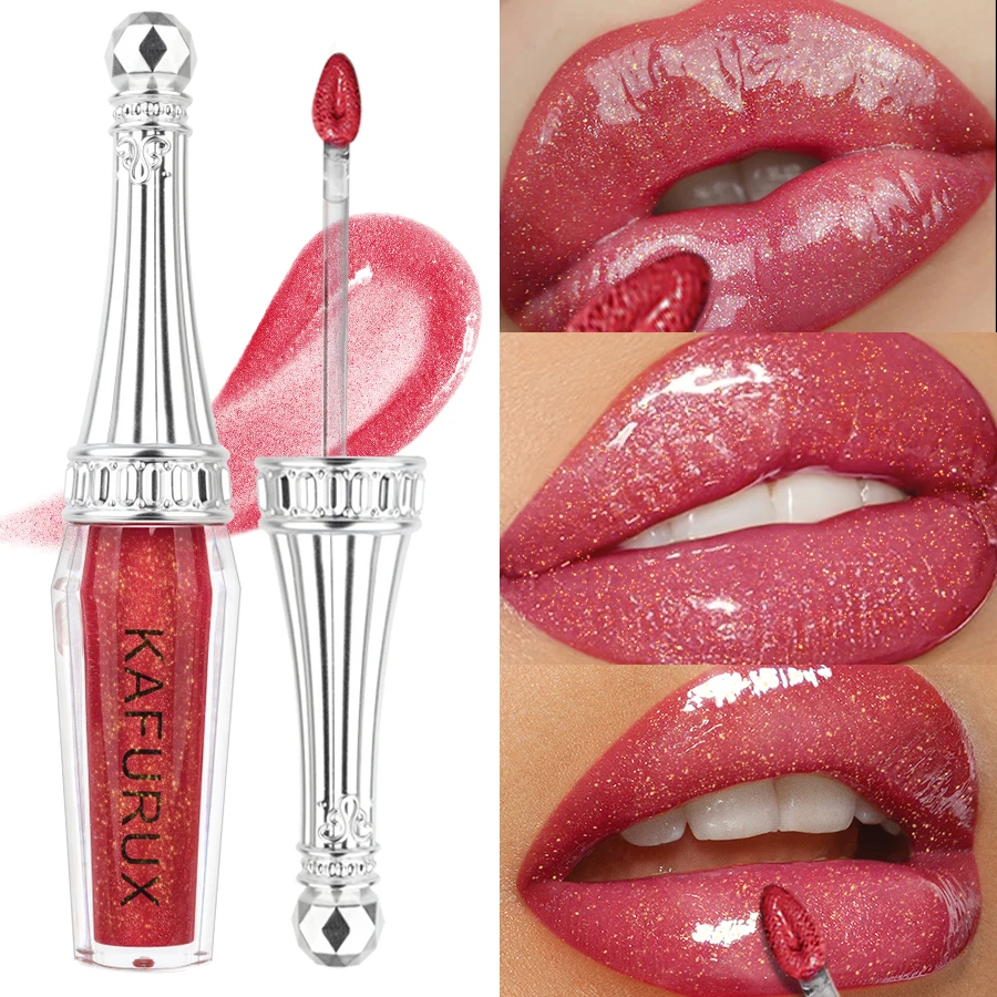 6 色グリッター 1pc リップ釉薬長期的なリップグロス防水液体口紅メイクアップリップオイルリップティント保湿リップクリーム