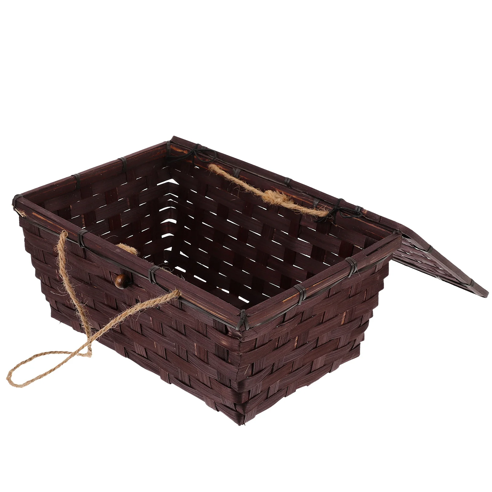 

Vintage Bamboo Storage Basket Hand Woven Organizer Sundries Container Household Storage Box Multifunctional Kitchen
