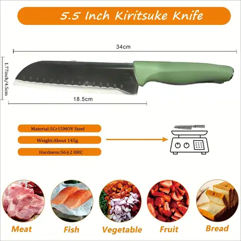 1-19-delars köksredskapsset: 11 silikonköksredskap, 5 vassa kockknivar i rostfritt stål, sax, skärbräda 10 best sales kniv 111 - №2