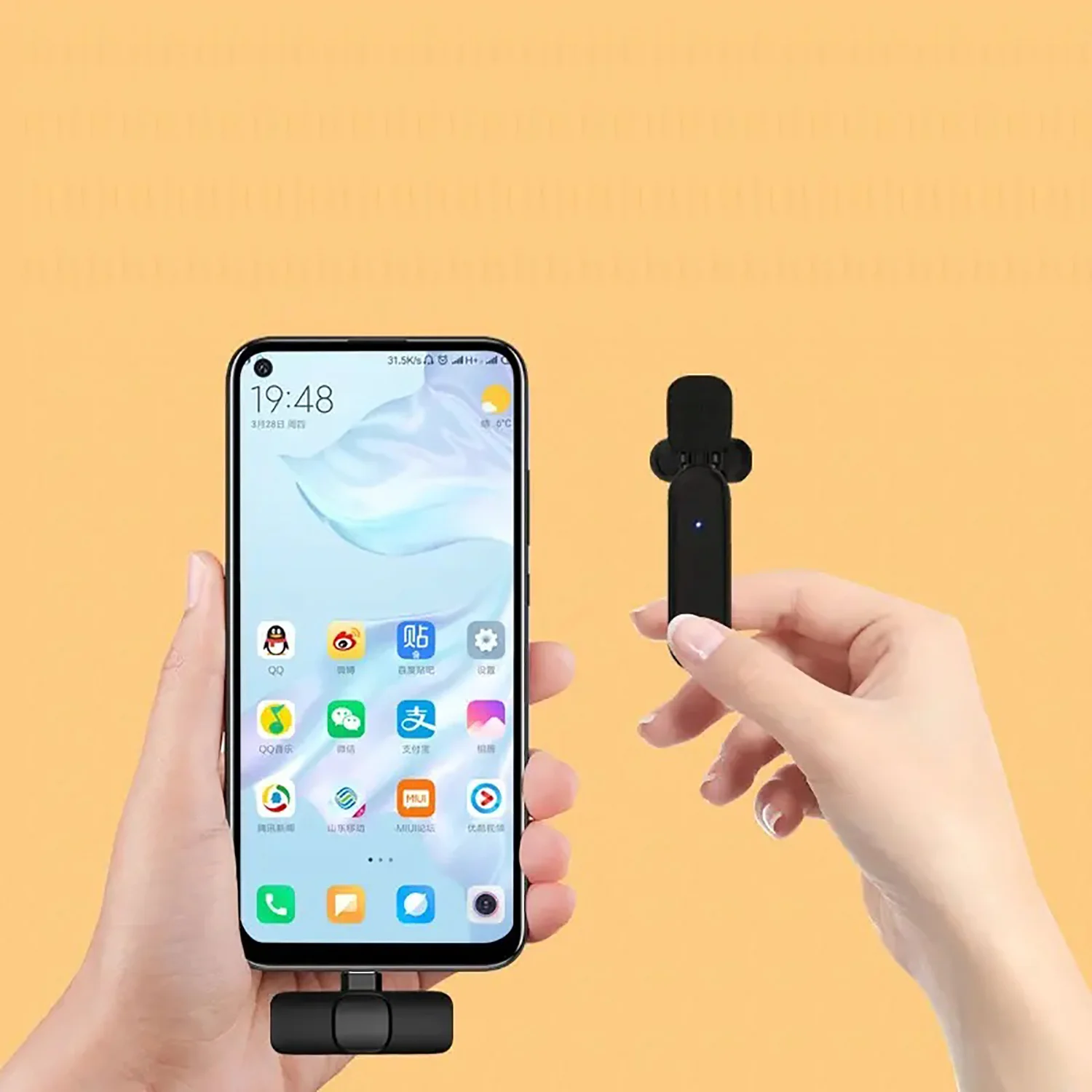 GAW-3GB 2 em 1 portátil plug and play microfone de lapela sem fio redução de ruído gravação de áudio e vídeo mini microfone