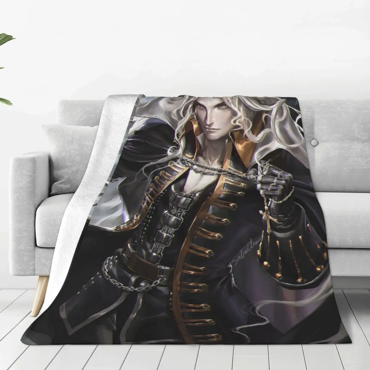 Alucard Vampire Blanket Castlevania Anime Wool Throw Blanket Bed Sofa Decoration Soft Warm Bedsprea