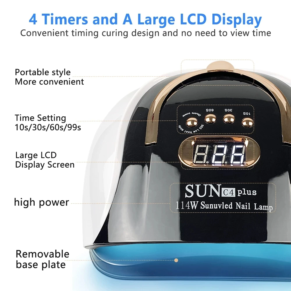 โคมไฟทำเล็บมือที่ตกแต่งเล็บเจลเครื่องเป่าเจลสำหรับมืออาชีพโคมไฟทำเล็บแบบเซ็นเซอร์อินฟราเรดสำหรับการบ่มยาทาเล็บทั้งหมดแห้งแบบมืออาชีพ