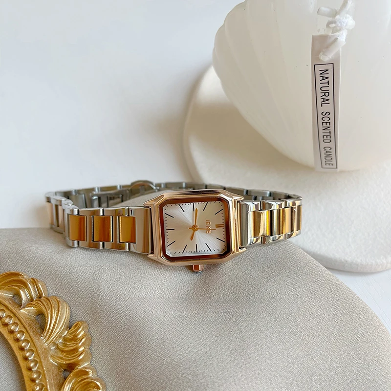 Women Quartz Watch Luxury Rectangle Square Fashion Roman Numerals Dial Female Vintage Rose Gold Sliver Watches Ladies Wristwatch