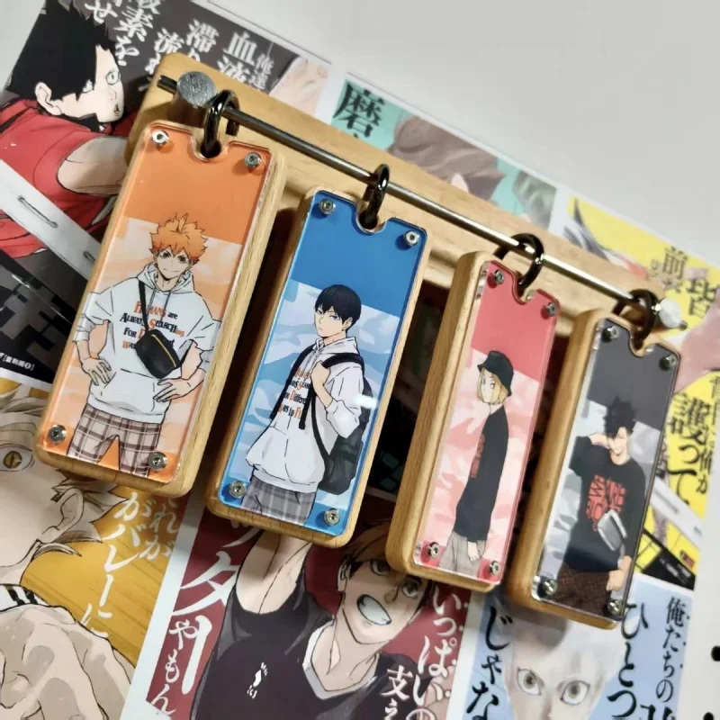 Nouveau Haikyuu!! Porte-clés magnétique en bois massif pour sac, Hinata Shoyo Tobio Kageyama, sacs Anime, pendentifs, collection d'ornements, cadeaux suspendus