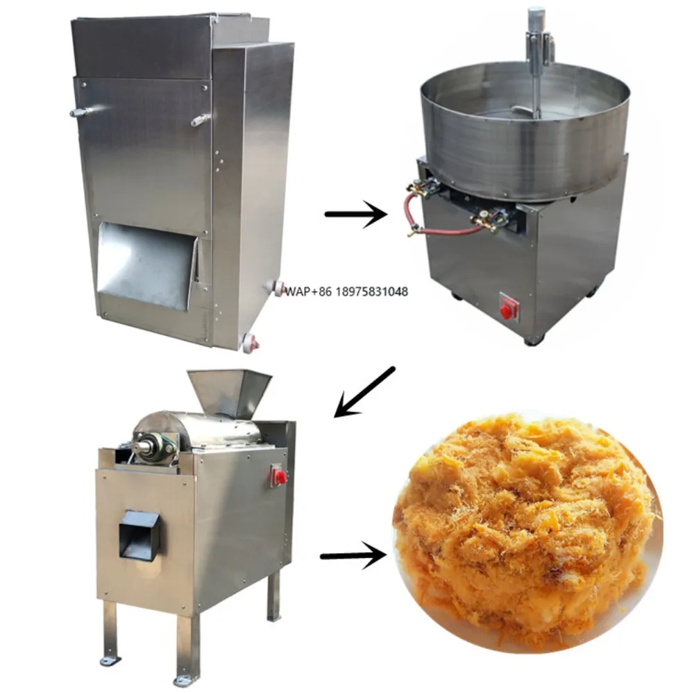 Máquina Industrial para Hacer Hilo de Carne de Cerdo, Trituradora de Hilo de Carne de Pescado, Línea de Producción de Máquinas para Asar