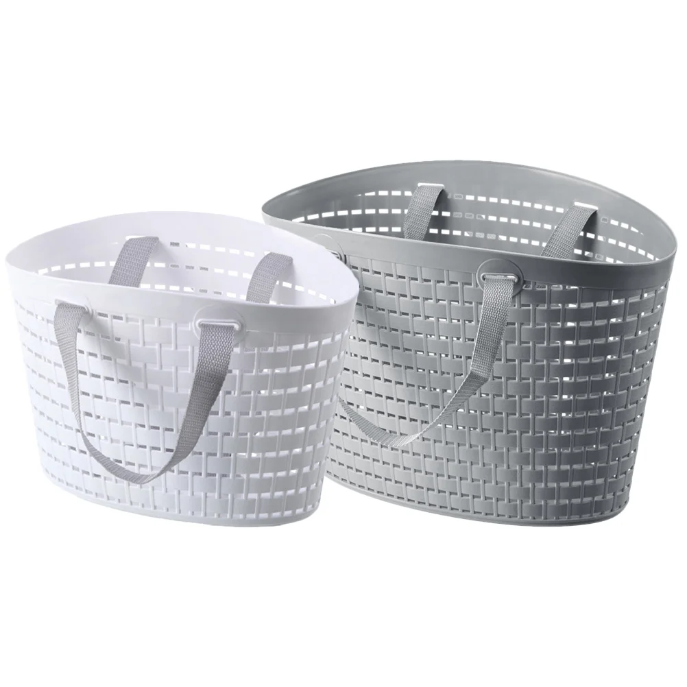 

2 Pcs Plastic Laundry Basket Shower Storage Room Clothes Premium Material Bedroom