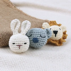 Anneau de dentition en coton Crochet fait à la main, lapin oiseau nuage étoile éléphant DIY bébé sucette chaîne accessoires nouveau-né, jouet cadeaux