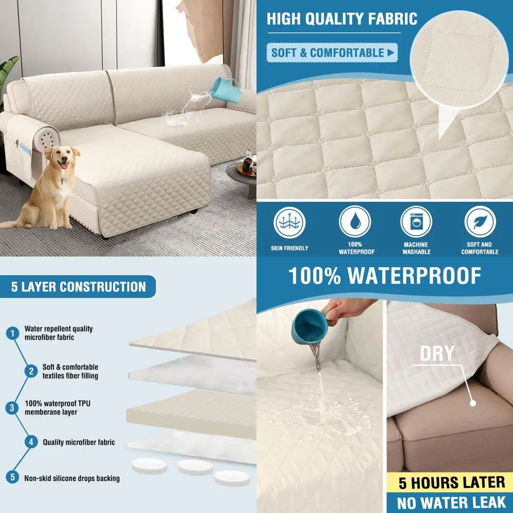 

Водонепроницаемые чехлы для секционных диванов, 2 предмета, L-образные чехлы для диванов для собак — 100% водонепроницаемая защита ткани