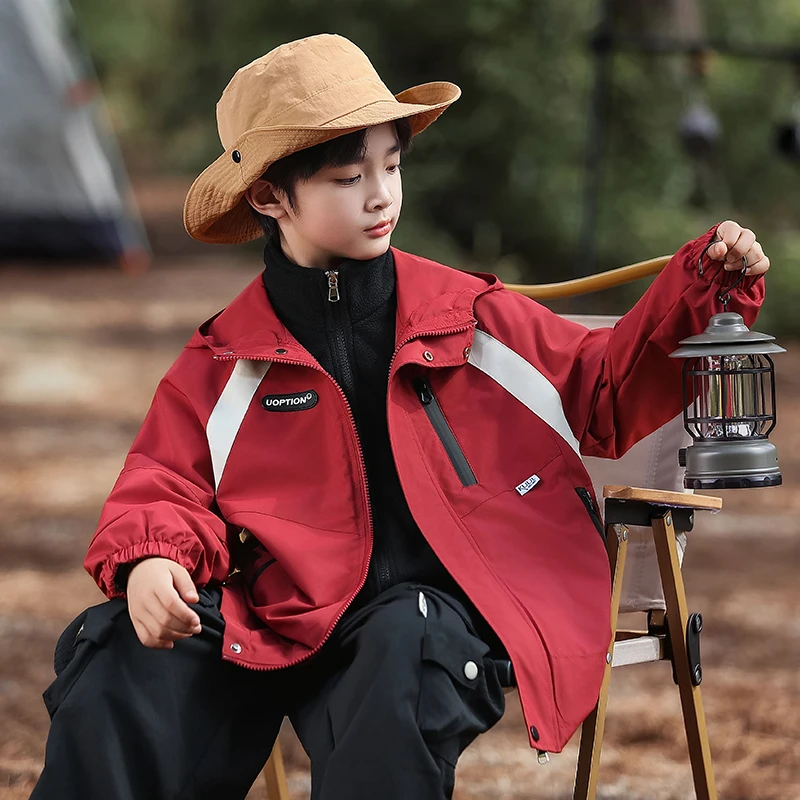 Spring Autumn Kid Active Protection Jacket Boys Fishing Running Outdoor Coat Teen Boys Hiking Coat Child 2 Pcs Jacket Ages 4-14Y
