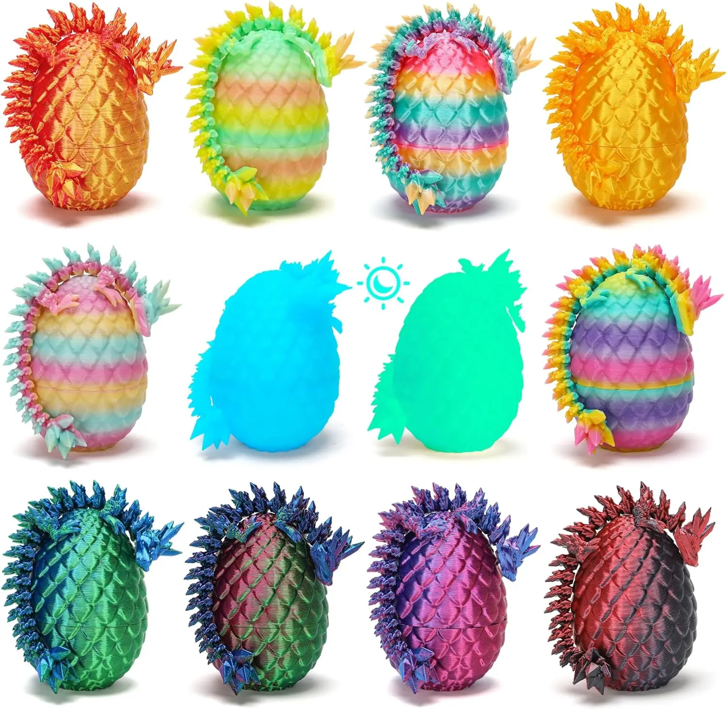 

12PCS 3D Printed Dragon Eggs with Hidden Dragons, Easter Basket Fillers for All Ages