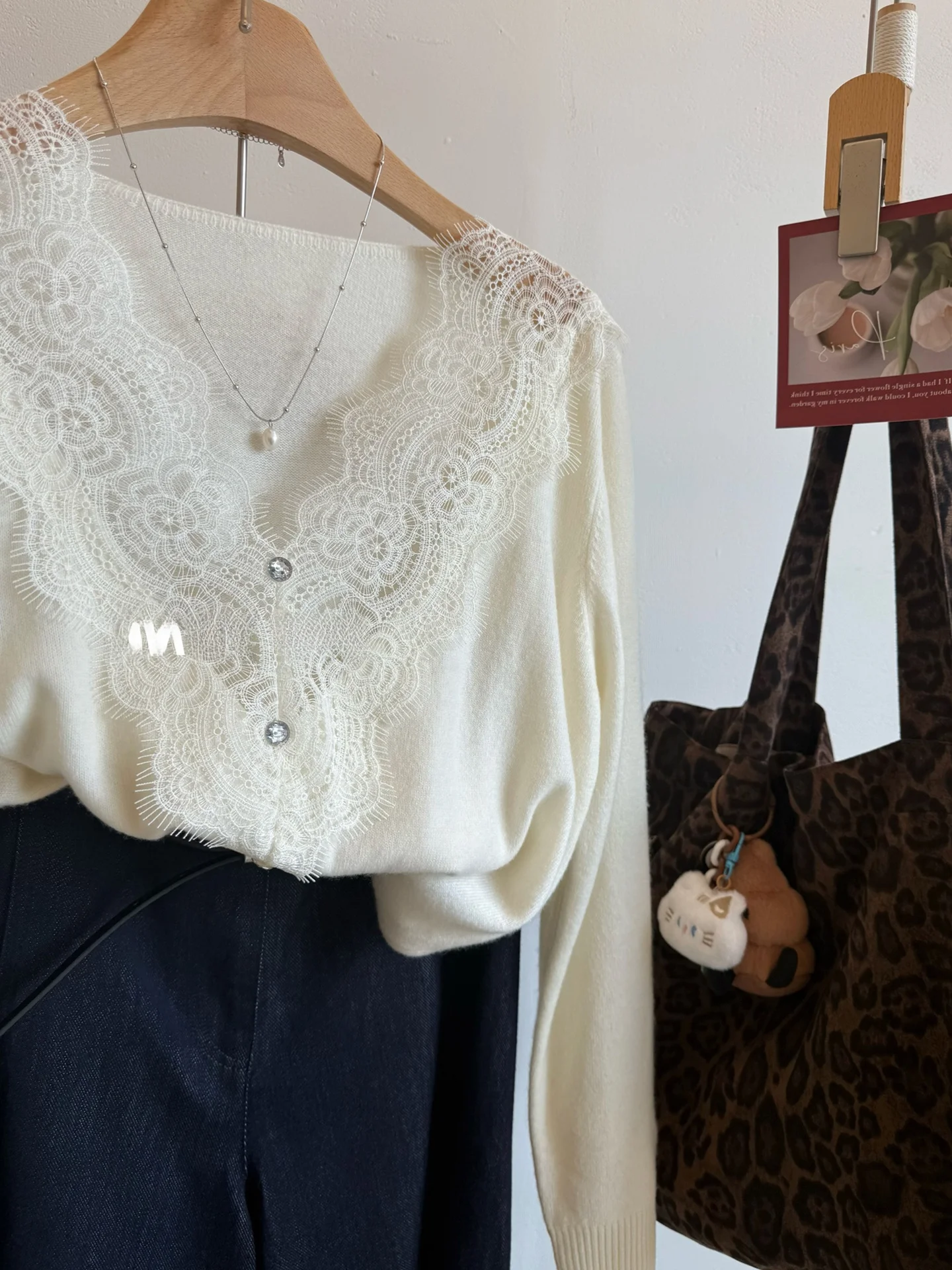 Comfortabel Gebreid Lang Sve Kant Patchwork Casual Top Trendy Koreaans Sle Woon-werkvriendelijk V-Ne Normale pasvorm Dames irt