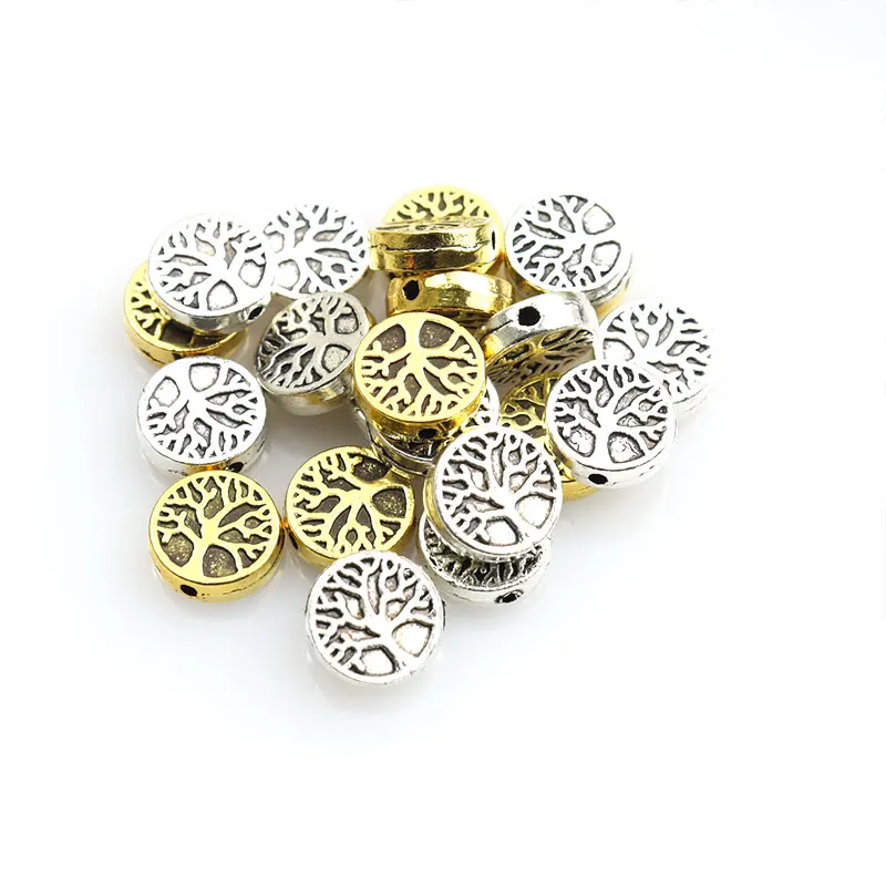 20pcs Tree of Life Spacer Beads Alloy Round Shape Loose Beads Jewelry Making DIY Handmade Bracelets Necklaces Accessories Crafts