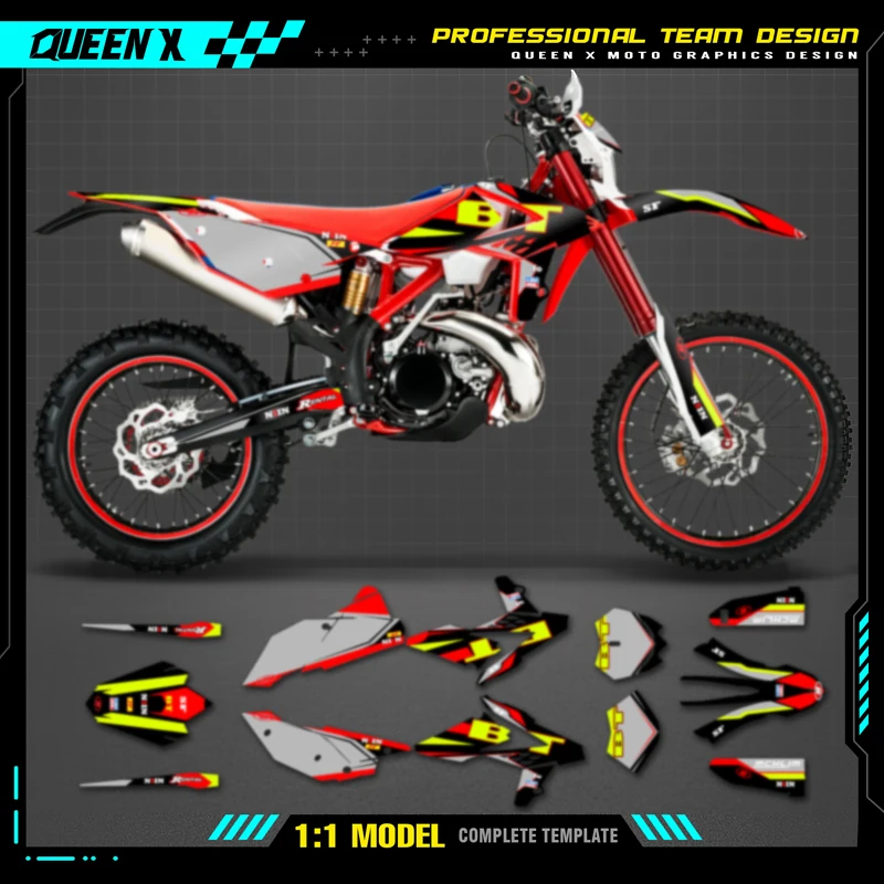 QUEEN X MOTO Motorcycle Team Graphics Decal & Sticker Kit For BETA RR 2013 2014 2015 2016  2017 003