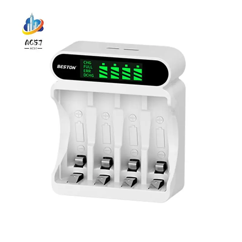 

AC57-BESTON C9023L 4-Slot LCD Screen Display Fast Charging Charger For AA/AAA 1.2V Ni-MH Rechargeable Battery Supports Mixed Cha