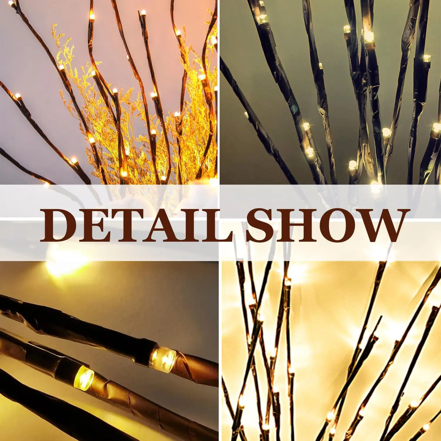 70CM 20 LED Twig Lighted Branch Vase Filler Tree Branch Light Christmas Wedding Christmas New Year Decorative Lights Night Lamp