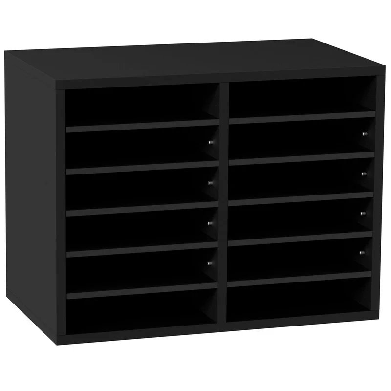 

Wood Adjustable Literature Organizer with 12 Compartments File Sorter Office Home Classroom Organization Storage Solution