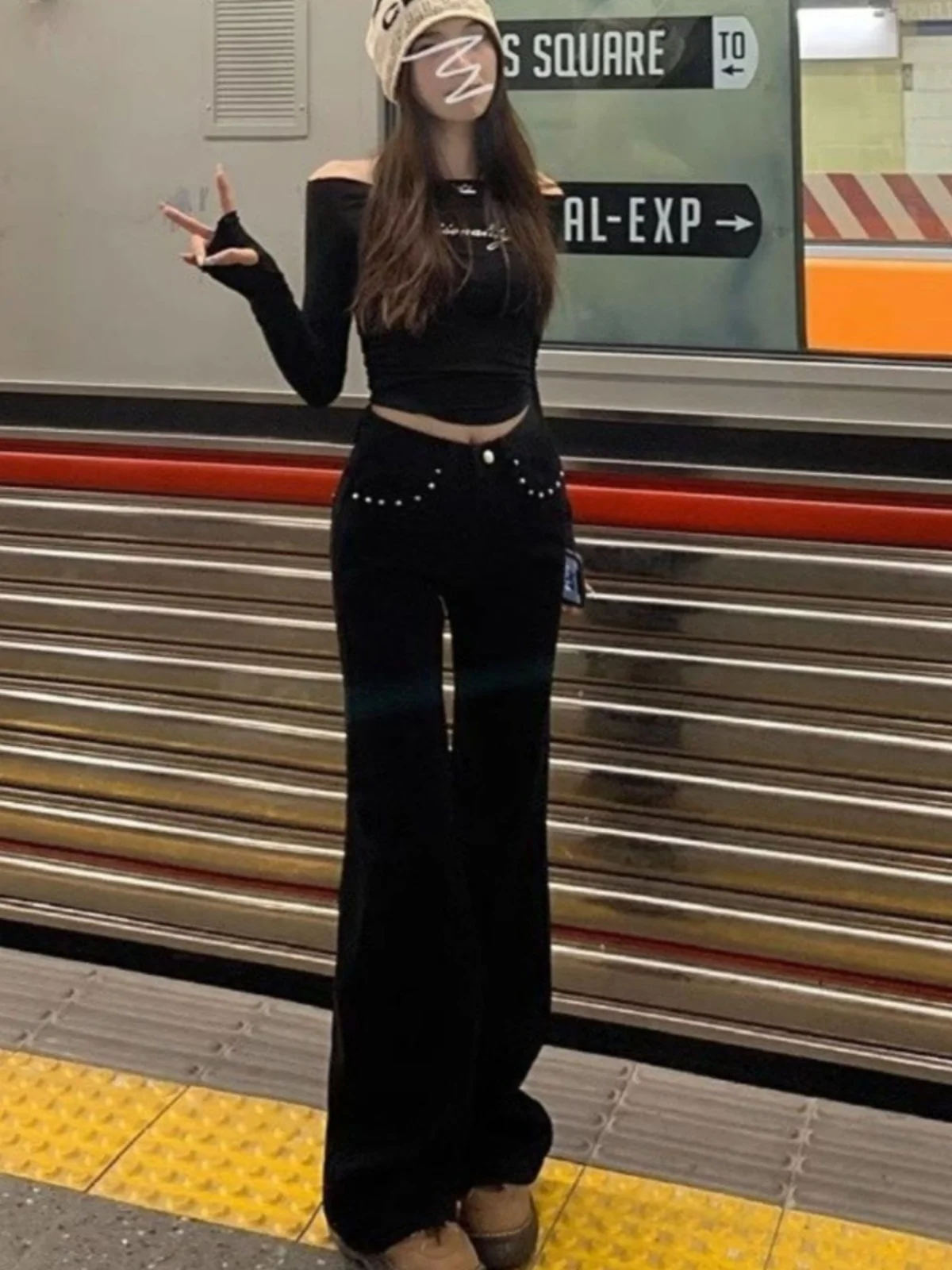 

Bla Bell Bot Jeans Women's High Waist Slim Fit Stretchy Floor Length Elastic Bootcut Pants Autumn New Arrival