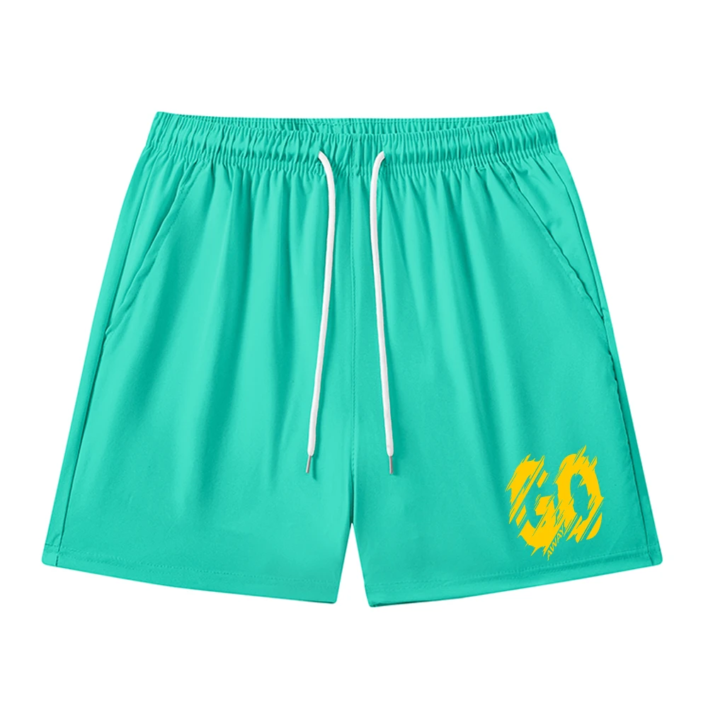 Men's Summer Hot Sale Quick Drying 2 In 1 Running Shorts With Creative Go Print Casual Beach Pants For Fitness And Surfing