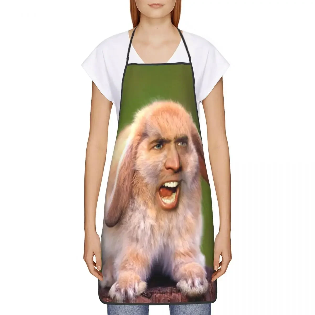 Nicolas Cage Rabbit Apron Women Men Unisex Bib Funny Meme Cooking Kitchen Tablier Cuisine Chef Baking