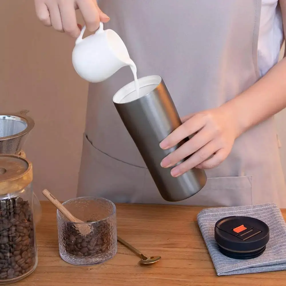 Xiaomi qujia xícara de café 480ml garrafa térmica à prova de vazamento portátil manter quente/fria caneca de café com design de bloqueio de segurança para o trabalho de viagem de carro