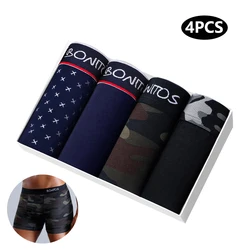 4pcs Cotton Boxers For Man Underwear Sexy Print Men's Panties Plus Size Brands Camouflage Mens Underpants Shorts