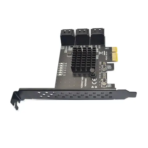 6 Ports ASM1166 Chips PCIE zu SATA Karte PCI Express Erweiterungskarte SATA 3 PCI-E x1 SATA Controller Multiplikator für 2,5" Festplatte