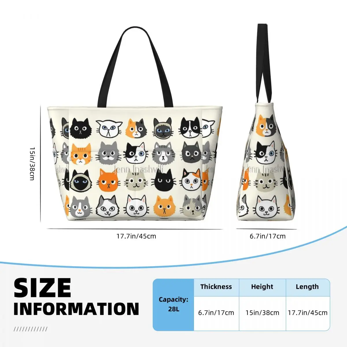 Facce di gatto assortite borsa da viaggio da spiaggia con gattino eccentrico carino, borsa Tote regali pratici moderni regalo di compleanno modello Multi-stile