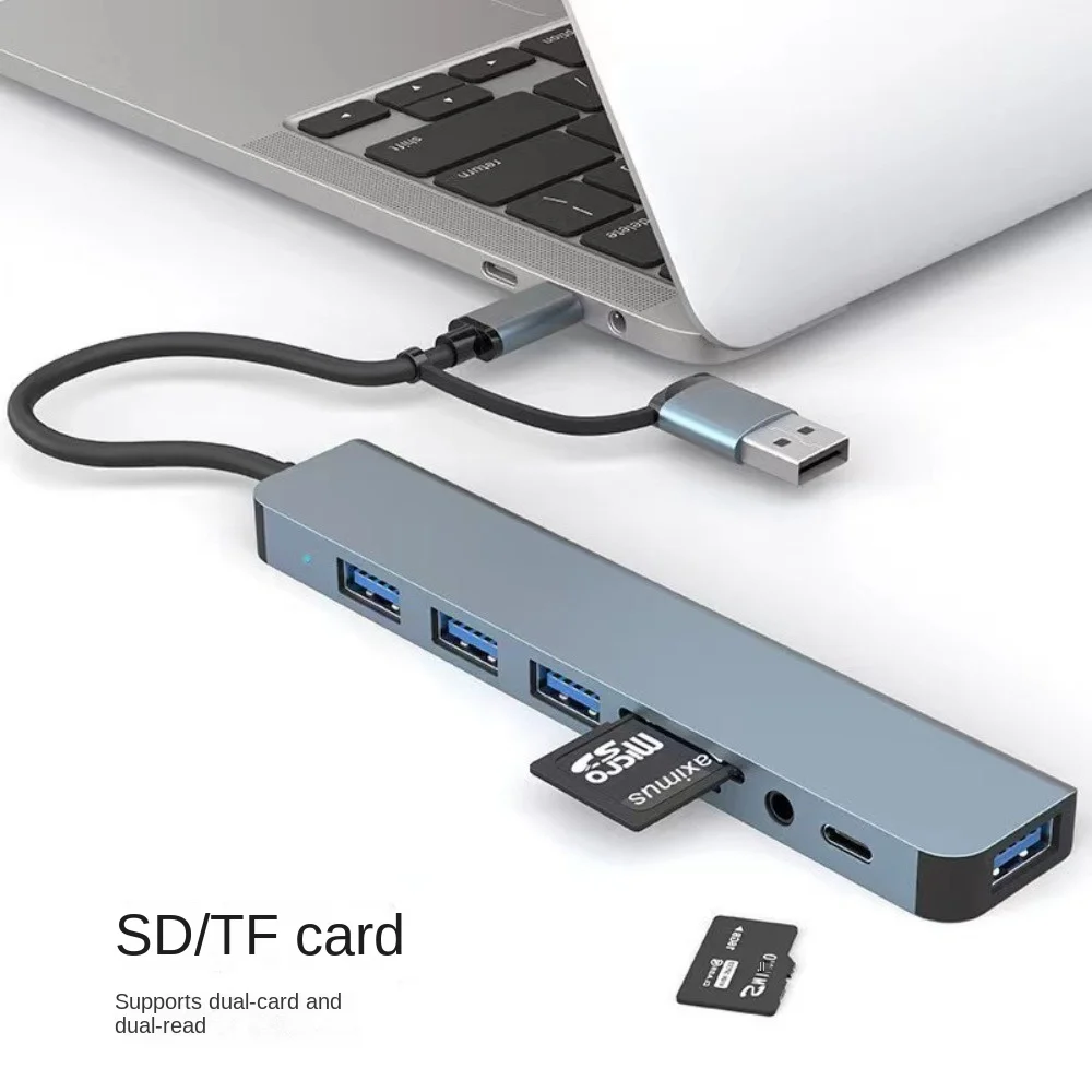 Dual Head 8 in 1 USB C Hub Adapter USB 3.0 Type C Hub 8 in 1 Docking Station Type C Aluminum Alloy 8 in 1