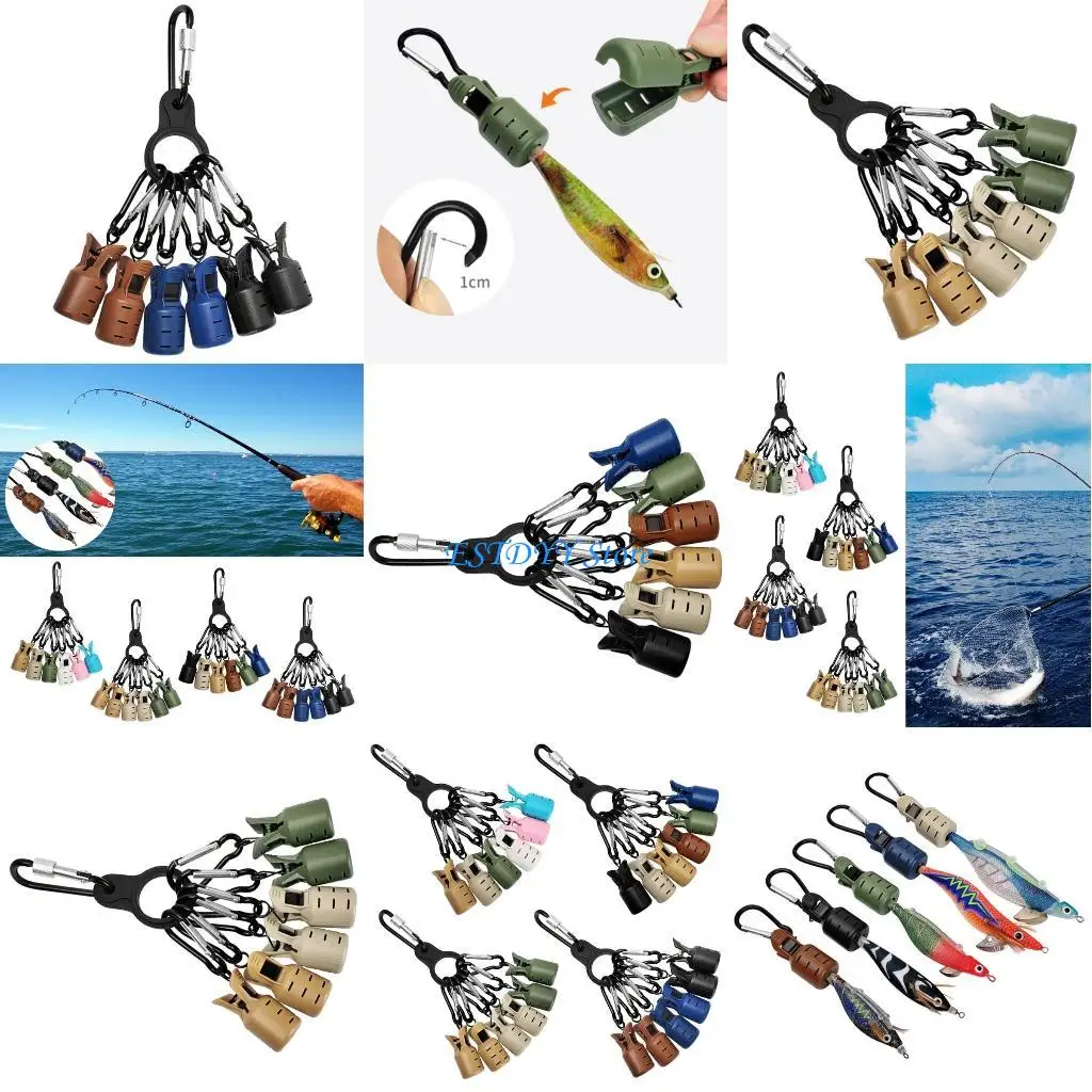 

G6DE 6pcs Squid Jig Fishing Tackle Cuttlefishes Umbrellas Lures Caps with Carabiner