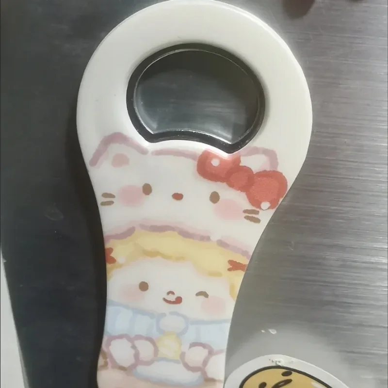 Sanrio Hello Kitty pintura al óleo creativo lindo refrigerador pegatina absorción magnética cerveza bebida Simple abridor de vino portátil