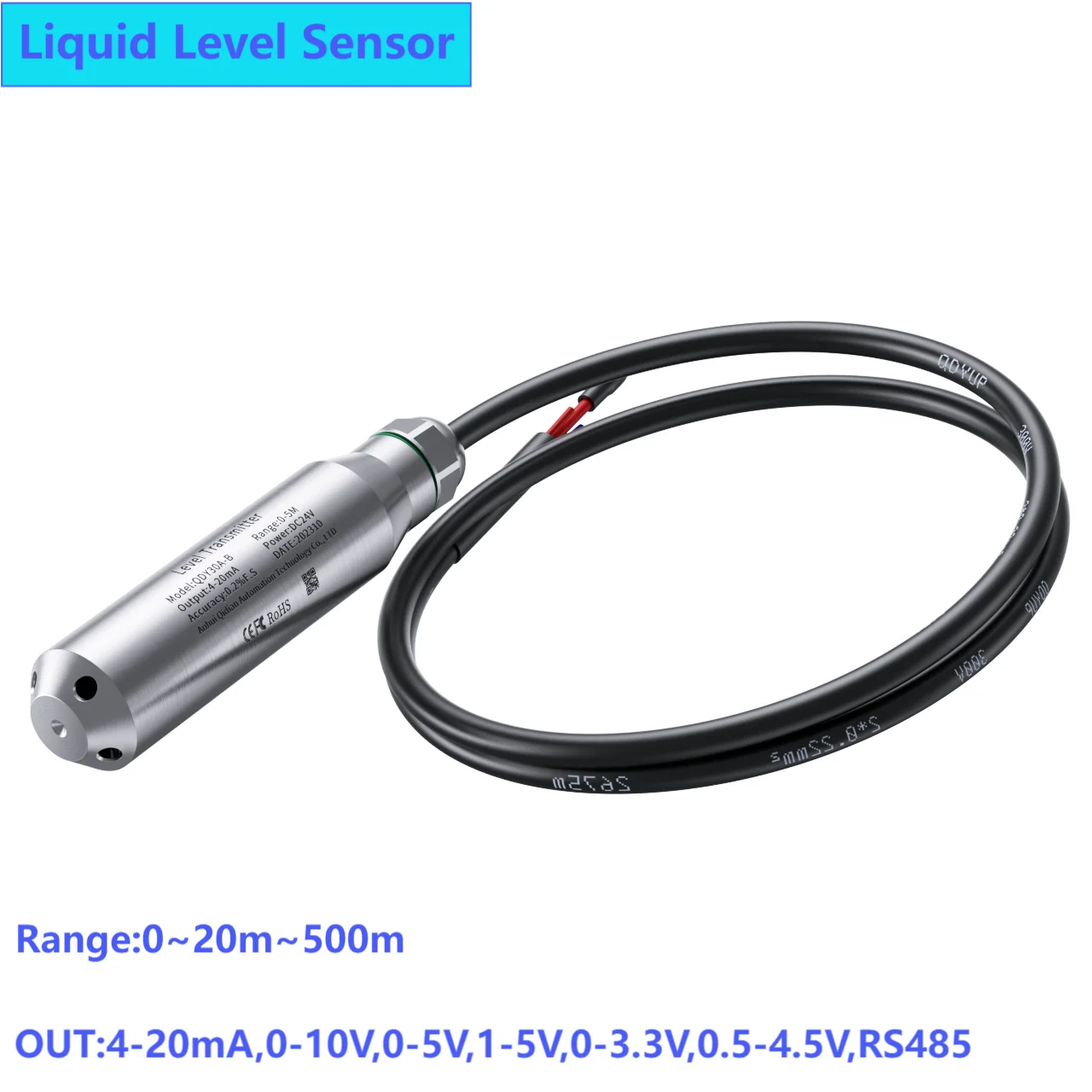 

1M Liquid Level Sensor Transmitter Submersible Liquid Level Transducer 4-20mA 0-10V 0-5V Water Level Meter 0-3.3V RS485