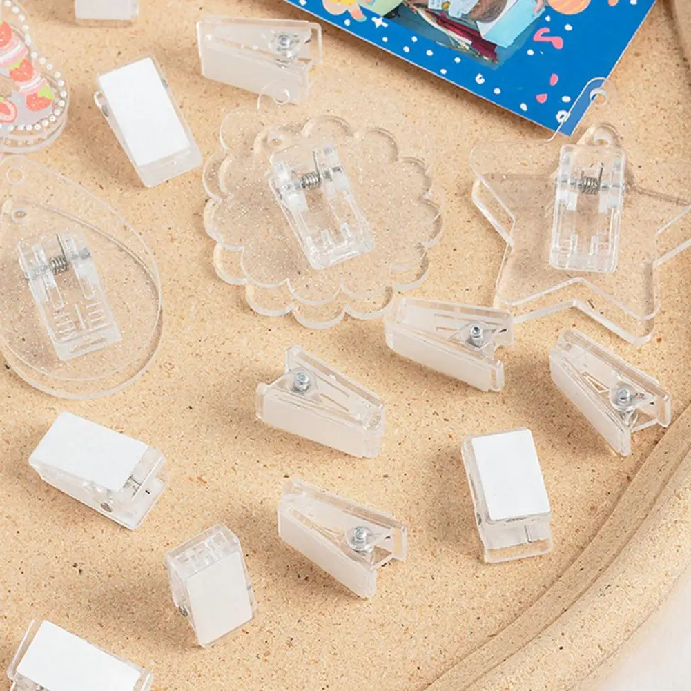 Versatile Clips Compact Versatile Self-adhesive Wall Clips 50pcs Transparent Mini Document Paper Clips for Easy Organization