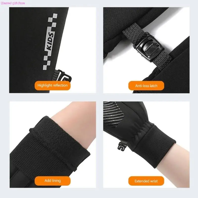 

D0JC Kids Gloves for 5-14Y Children Skiing and Daily Touchable Screen Thickened Mitts