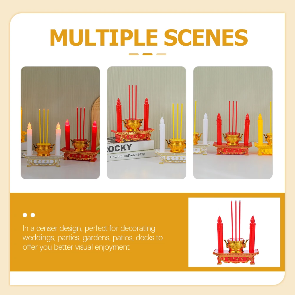 

Flameless Led Lights Operated Decorative Candles Taper Light For Wedding Party Birthday Chinese New Year Censer