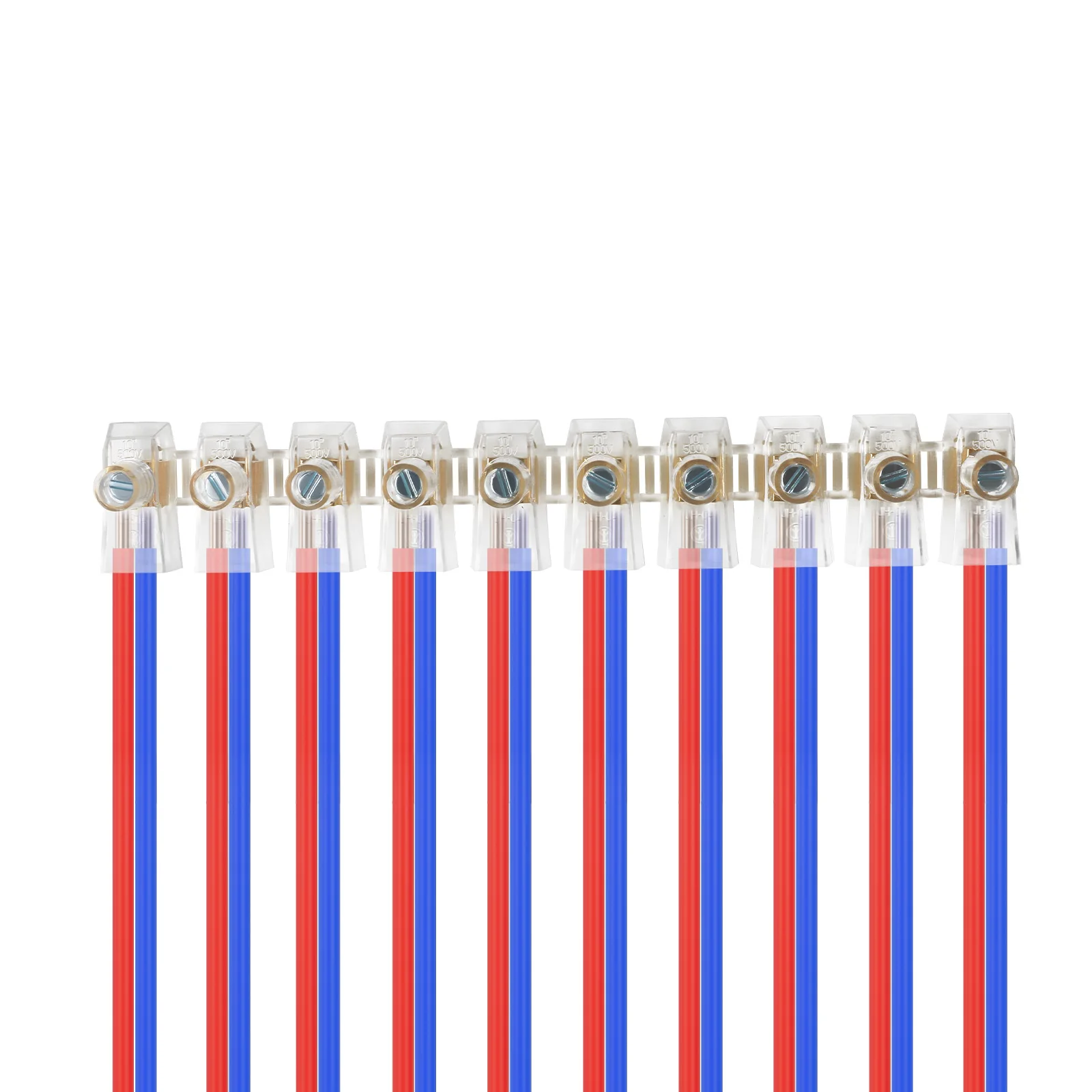 Terminal Block White Screw Terminal Connector Dual Row Electric Barrier Block 10-Position Terminal Strip, 380V,self-Extinguish