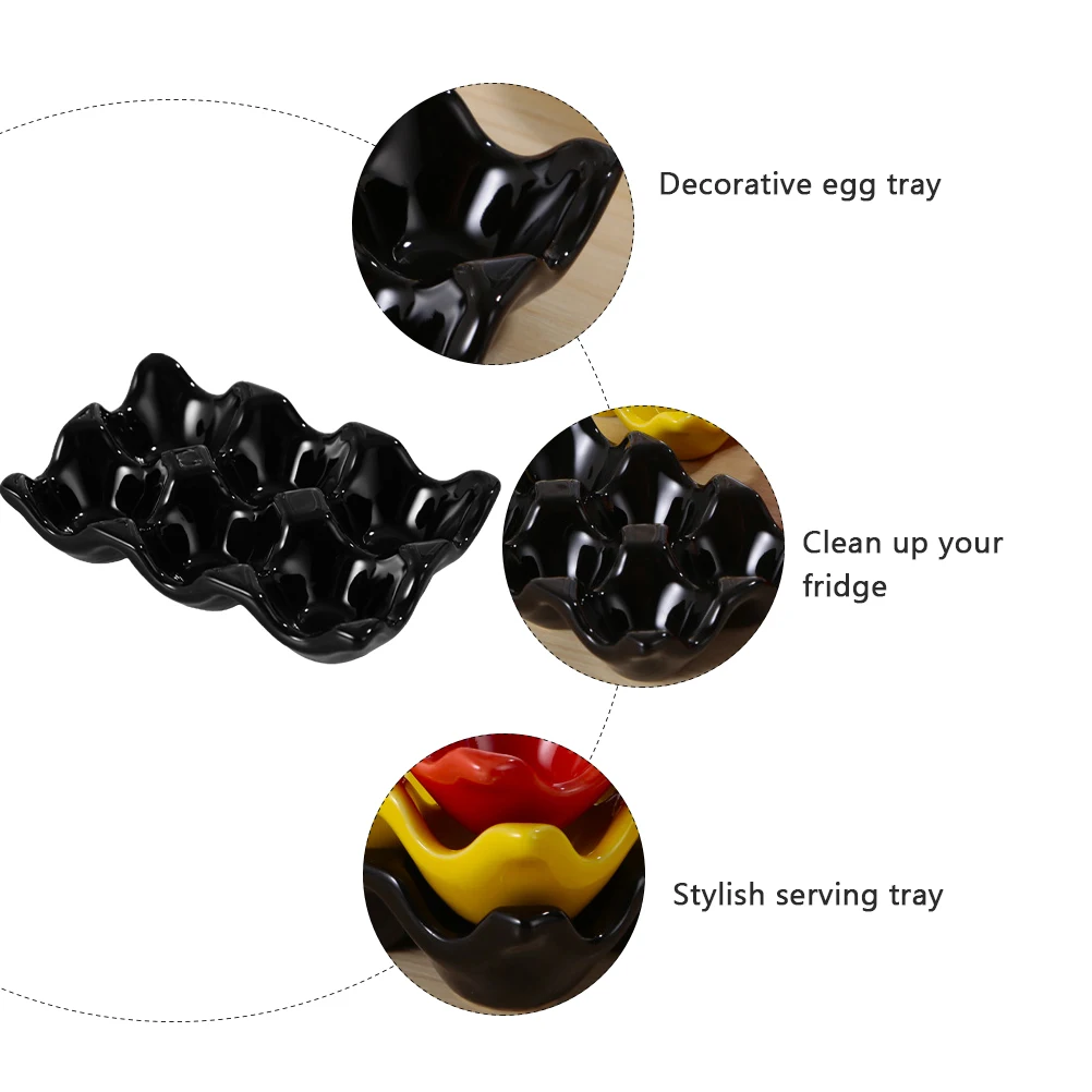 

1Pcs Ceramic Egg Tray Holder Stylish Egg Container Dispenser for Kitchen Counter Fridge Storage Display Stand for Easter Dyed