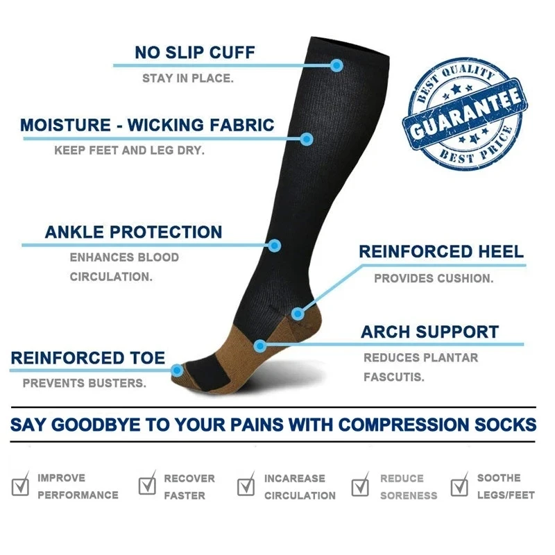 Compression Stockings Varicose Veins Diabetes Pregnancy Elastic Stockings Outdoor Running Basketball Hiking Travel Sports Socks