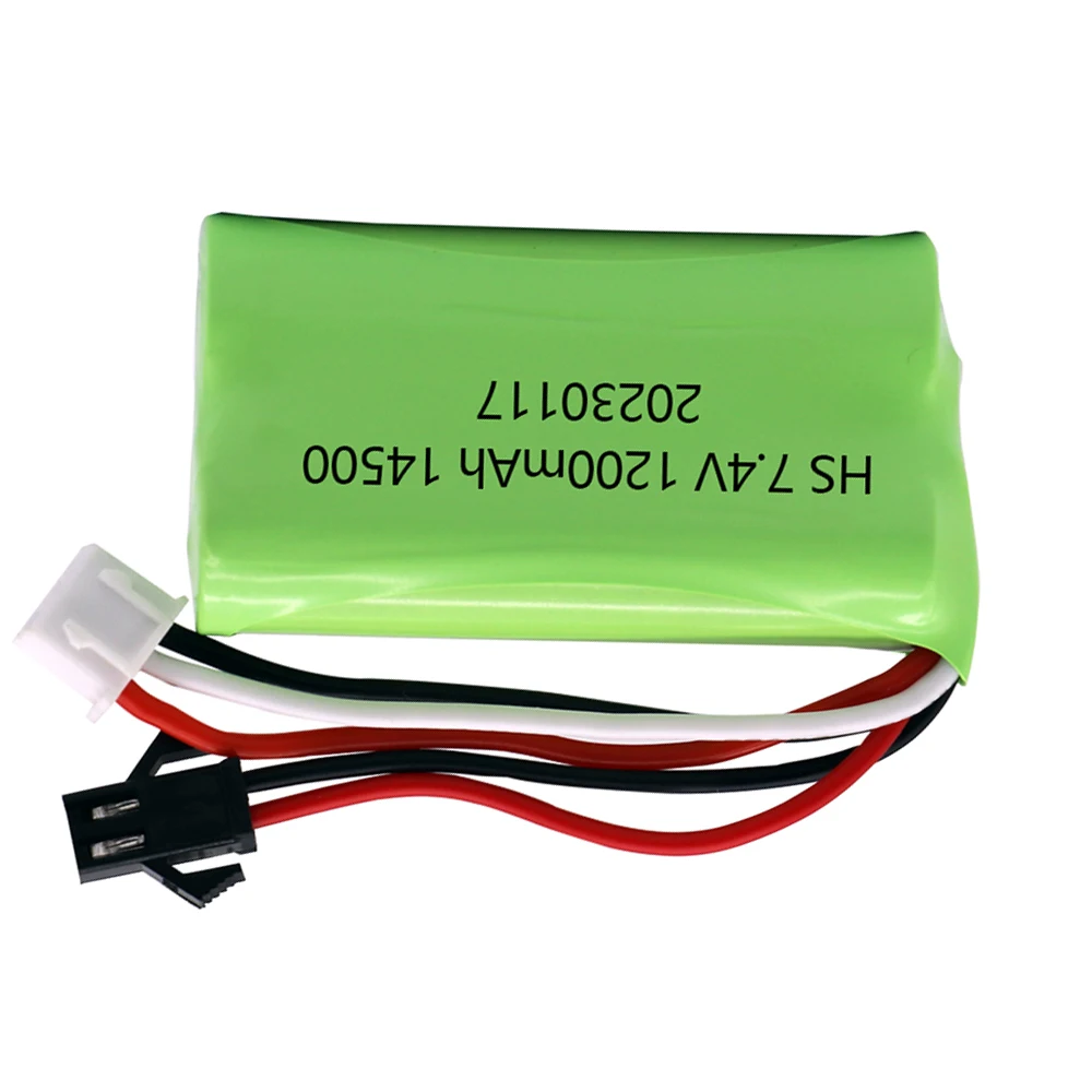 7.4V 1200mAh Li-ion Battery For MN45 WPL D12 D90 RC Car Boat Gun 7.4V Lipo Battery With Charger RC Car Accessories 14500 SM PLUG