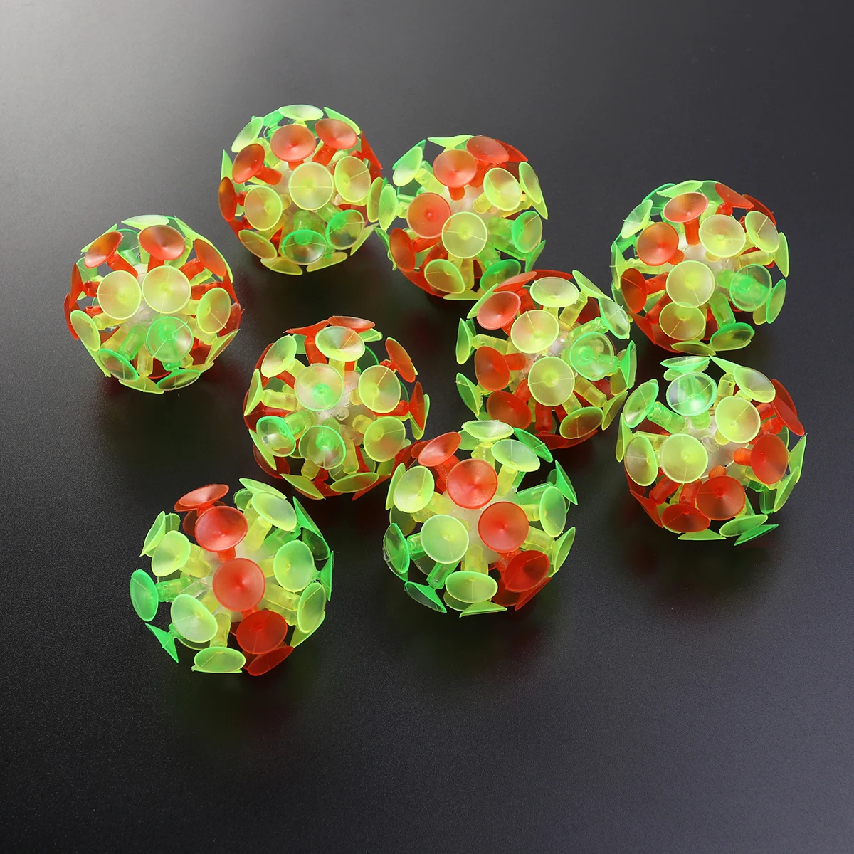 9 Pcs Glowing Suction Cup Balls Multicolored Bounce Toys Party Favors Birthday Gifts Carnival Prizes Stress Relief Flash