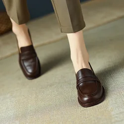 Zwart Leer Vrouwen Loafers Platform Slip Op Schoenen Voor Vrouwen 2023 Nieuwe Lente Herfst Casual Flats Schoenen Vrouw Klassiekers stijl