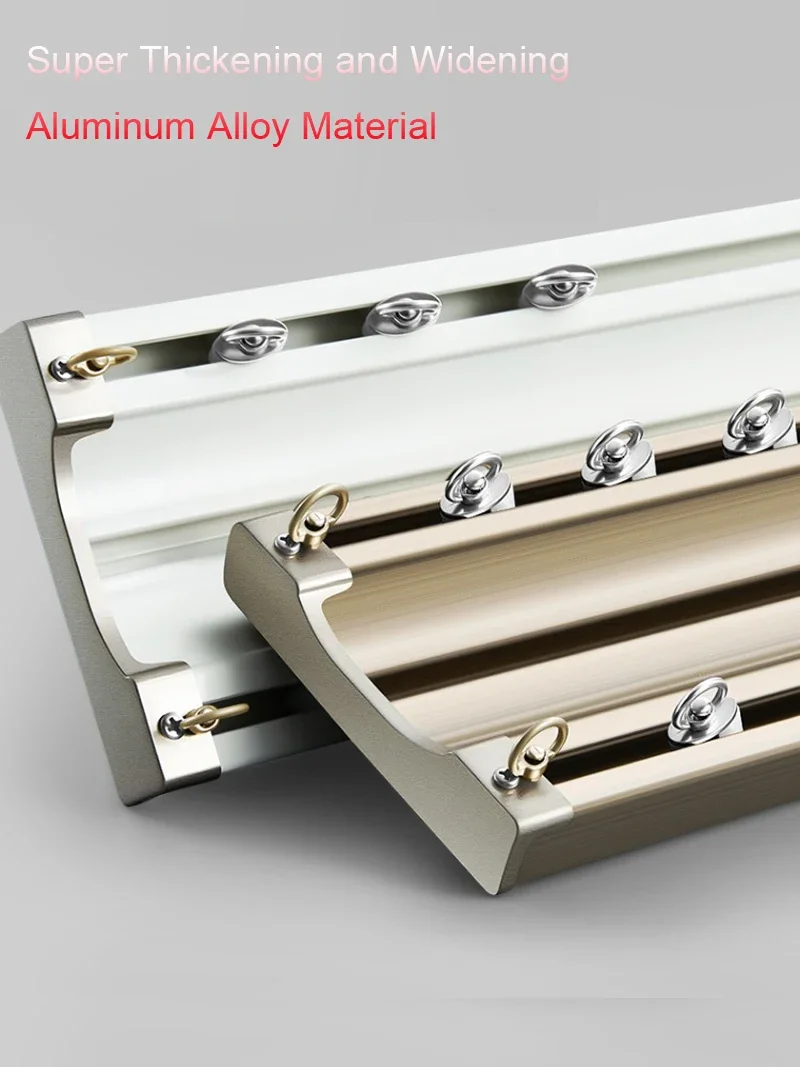 USA Champagne Color Ceiling Curtain Track Widen 120MM Aluminum Alloy Rails With Silent Nano Metal Pulley Windows Hardwares