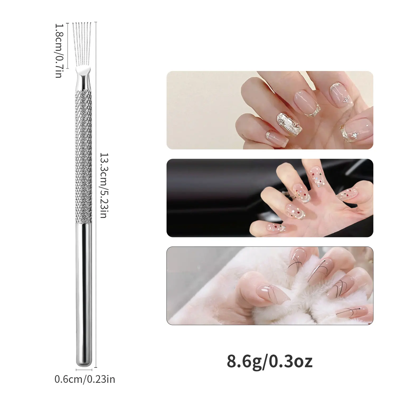 Nail Art Wire Drawing Tool Multifunctionele Seven-pin Pen Textuur Brush Tools DIY Nail Brush Buigbare Feather Pin Schilderlijnen