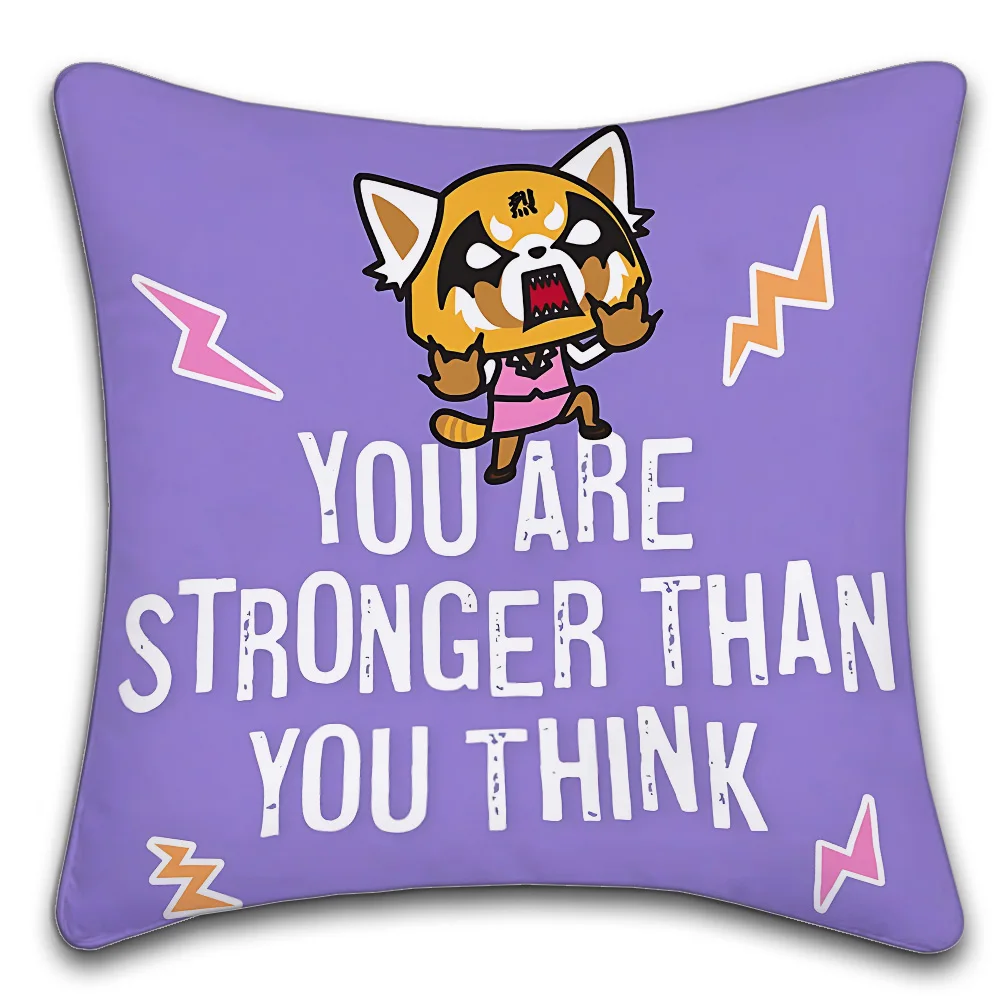 Sanrio Aggretsuko Decorative Room Aesthetics Pillow Case Home Decor Bedroom Sofa Bed Pillow Cover 45x45