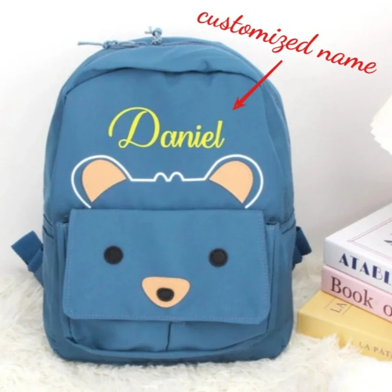 Cute Personalised Name Bear Backpack - Custom Children's Schoolbag, Perfect Birthday/Christmas Gifts Daily Campus for Boys Girls