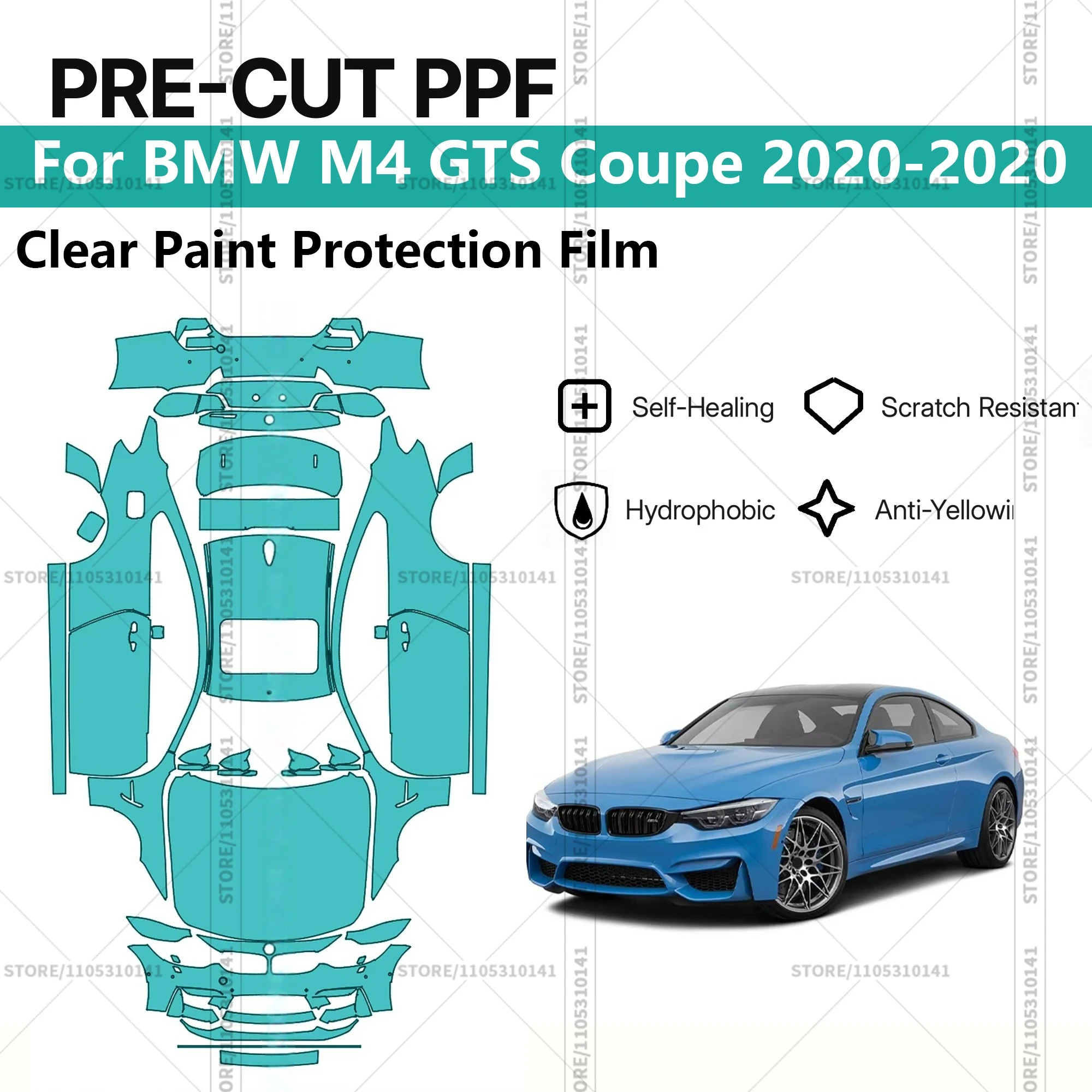 

For BMW M4 GTS Coupe 2020-2020 Pre-Cut Paint Protection Film PPF Transparent Car Film Automotive PPF Full Vehicle