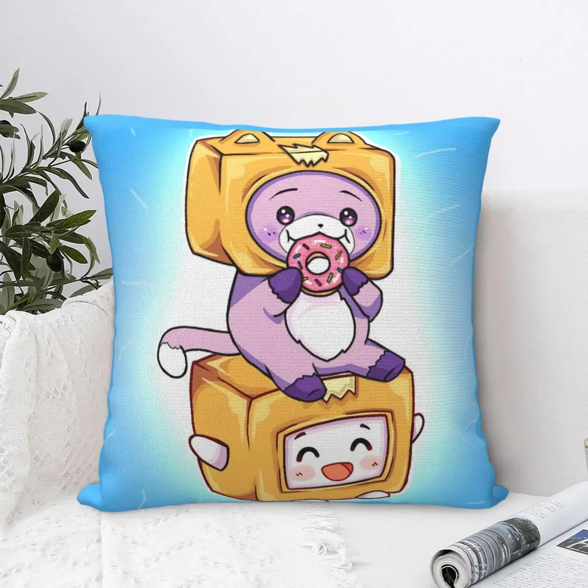 أغطية وسائد صندوق ماكر من Kawaii ، أغطية وسائد كرتون ، غطاء وسادة ديكور عتيق لغرفة المعيشة ، Lankybox ، 45x45 سم