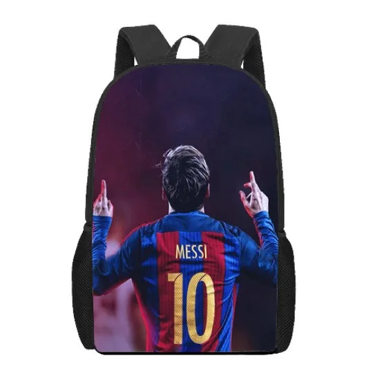 Boys M-Messi10 School Bookbag Waterproof Canvas Backpack Football Player Durable Lightweight Casual Knapsack for Kids