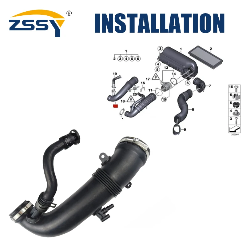 13717627502 Air Box Intake Pipe Hose for BMW MINI Cooper R55 R56 R57 R58 R59 R60 2010-2016 Engine N18 B16 13717599226 7599226